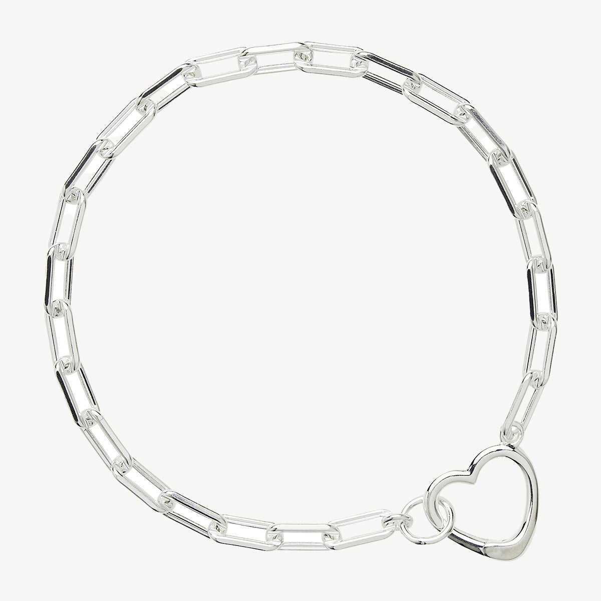 Sterling Silver Cuore Chain Link Bracelet (19cm)