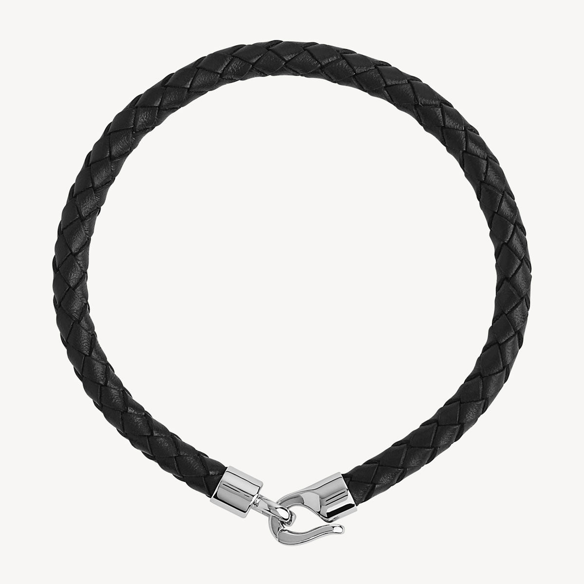 The Mariner Men’s Black Plaited Leather and Steel Bracelet