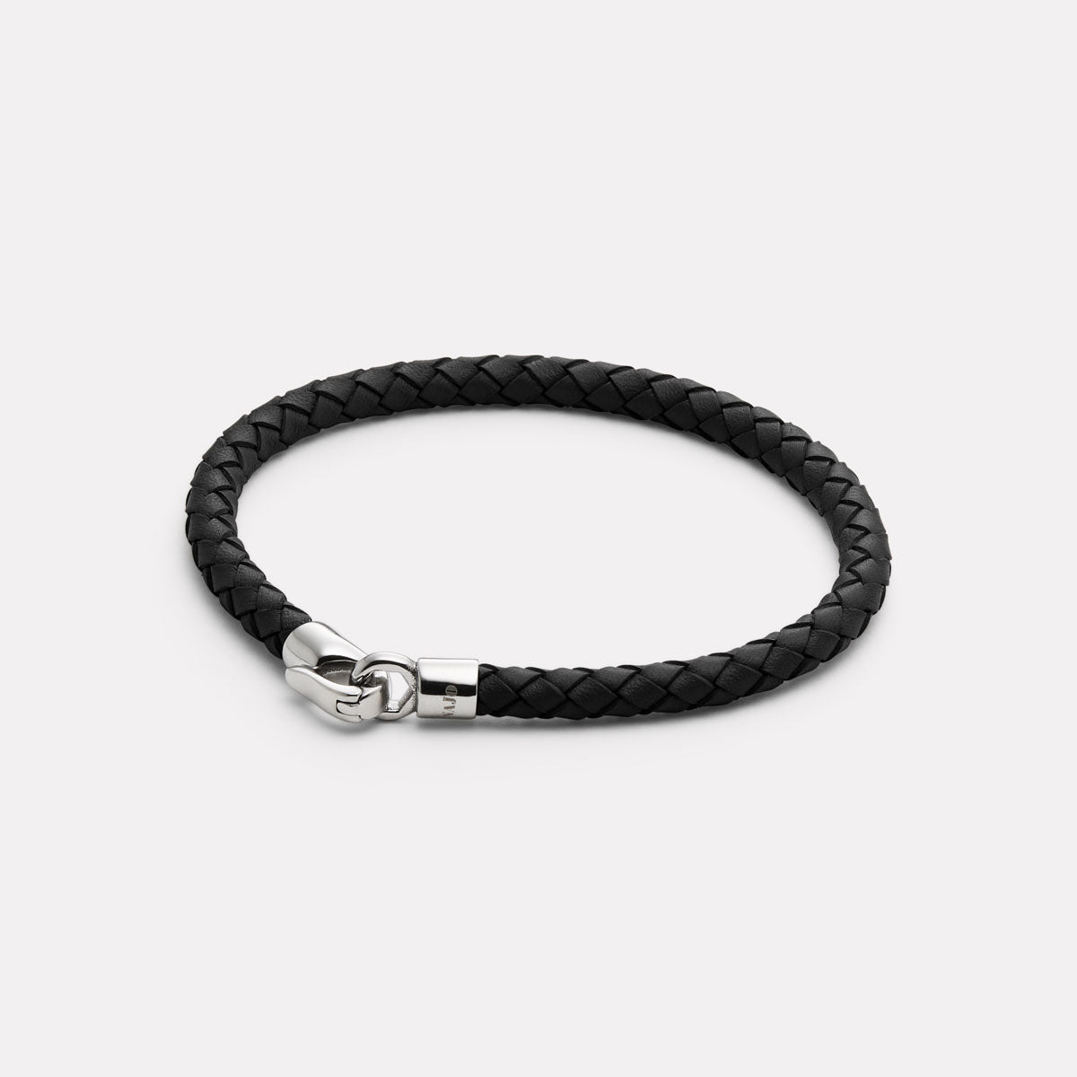 Black The Mariner Men’s Black Plaited Leather and Steel Bracelet