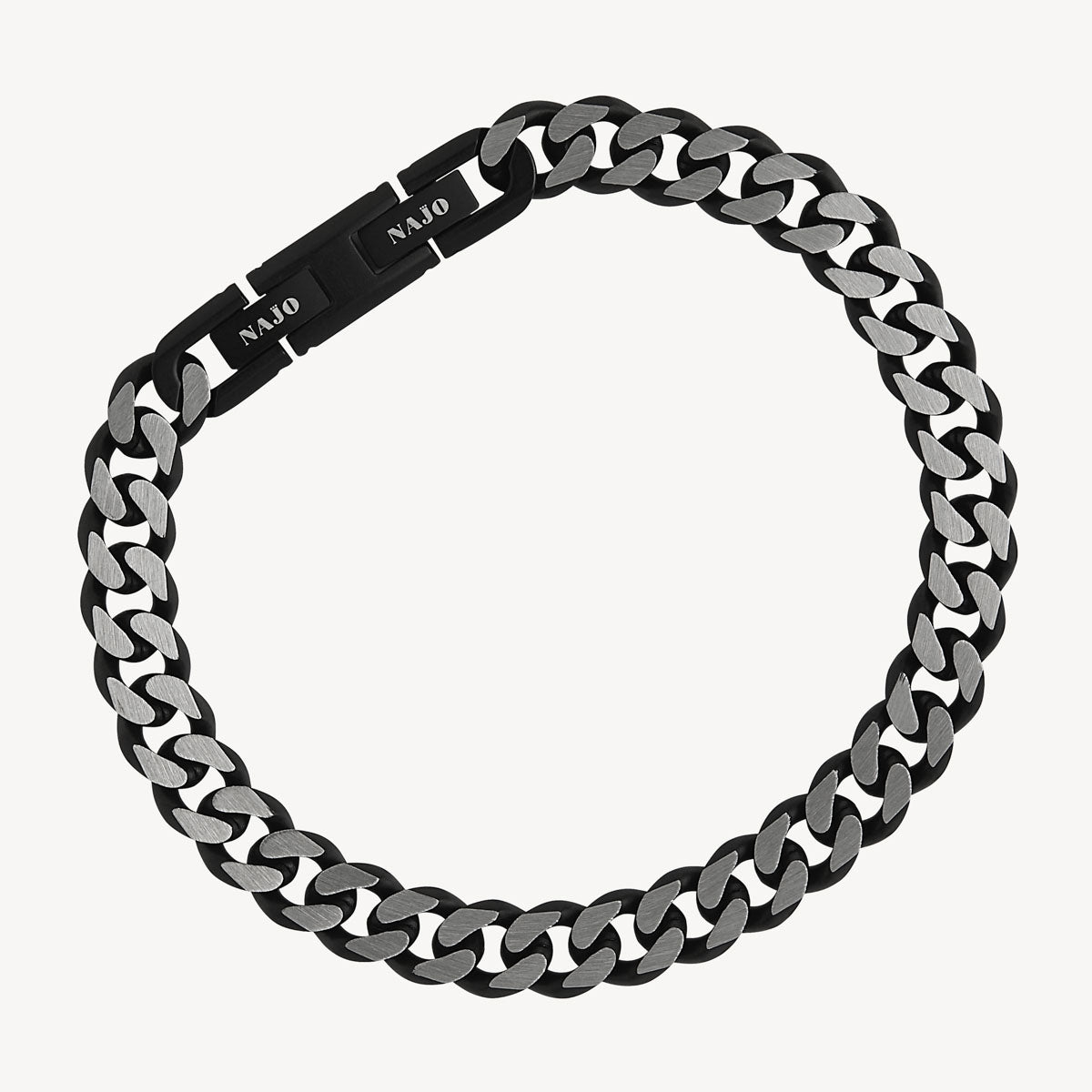 Stainless Steel Nero Men’s Steel Curb Chain Bracelet (Bold)