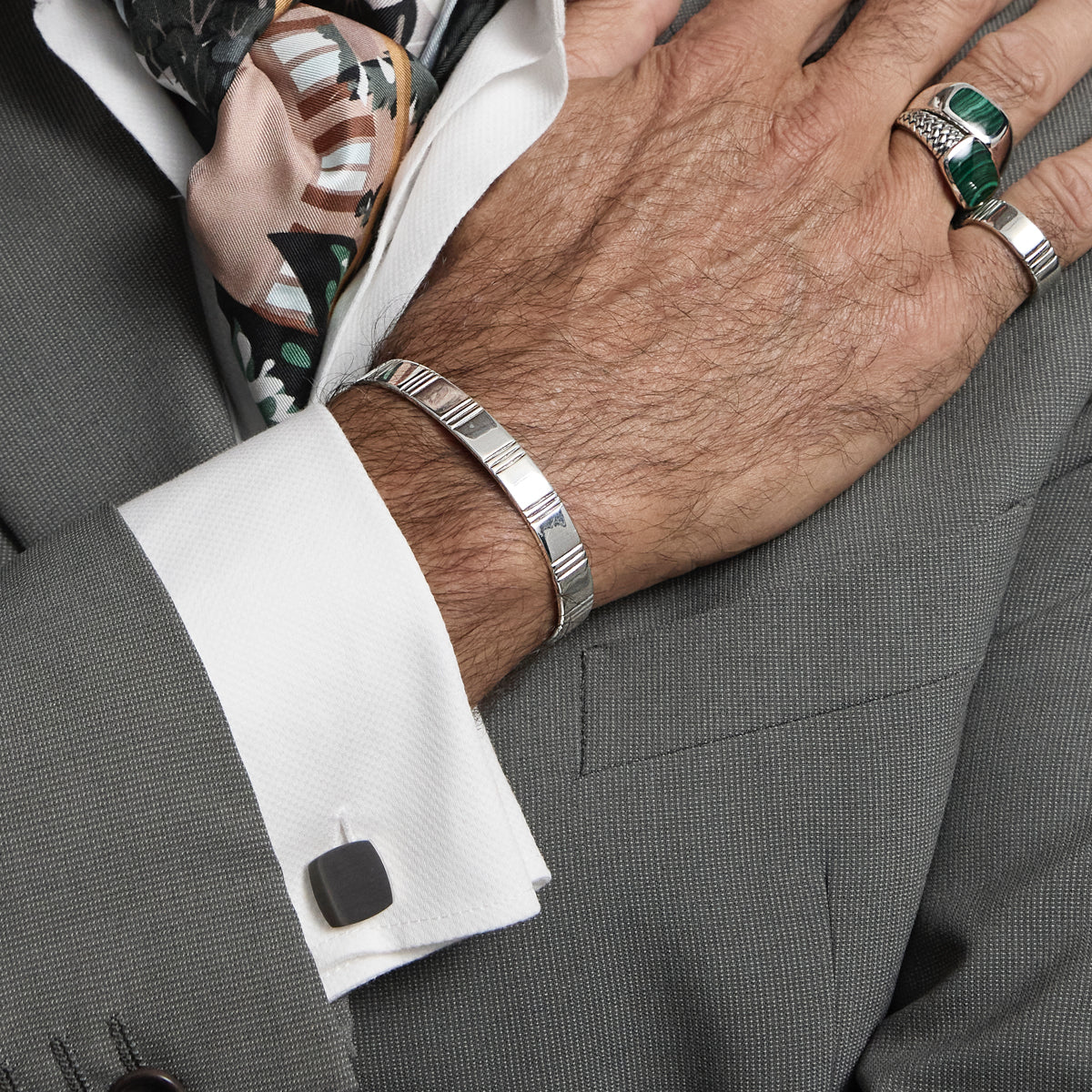 Pegasus Men's Brushed Stainless Steel Cufflinks