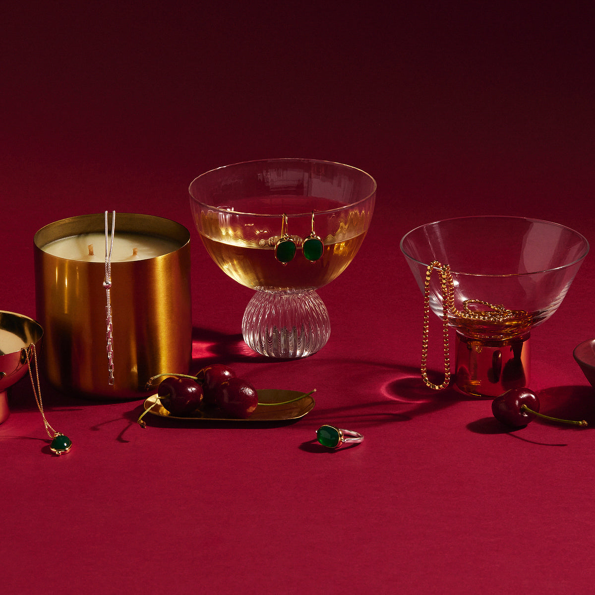 Fleur Green Onyx Earrings