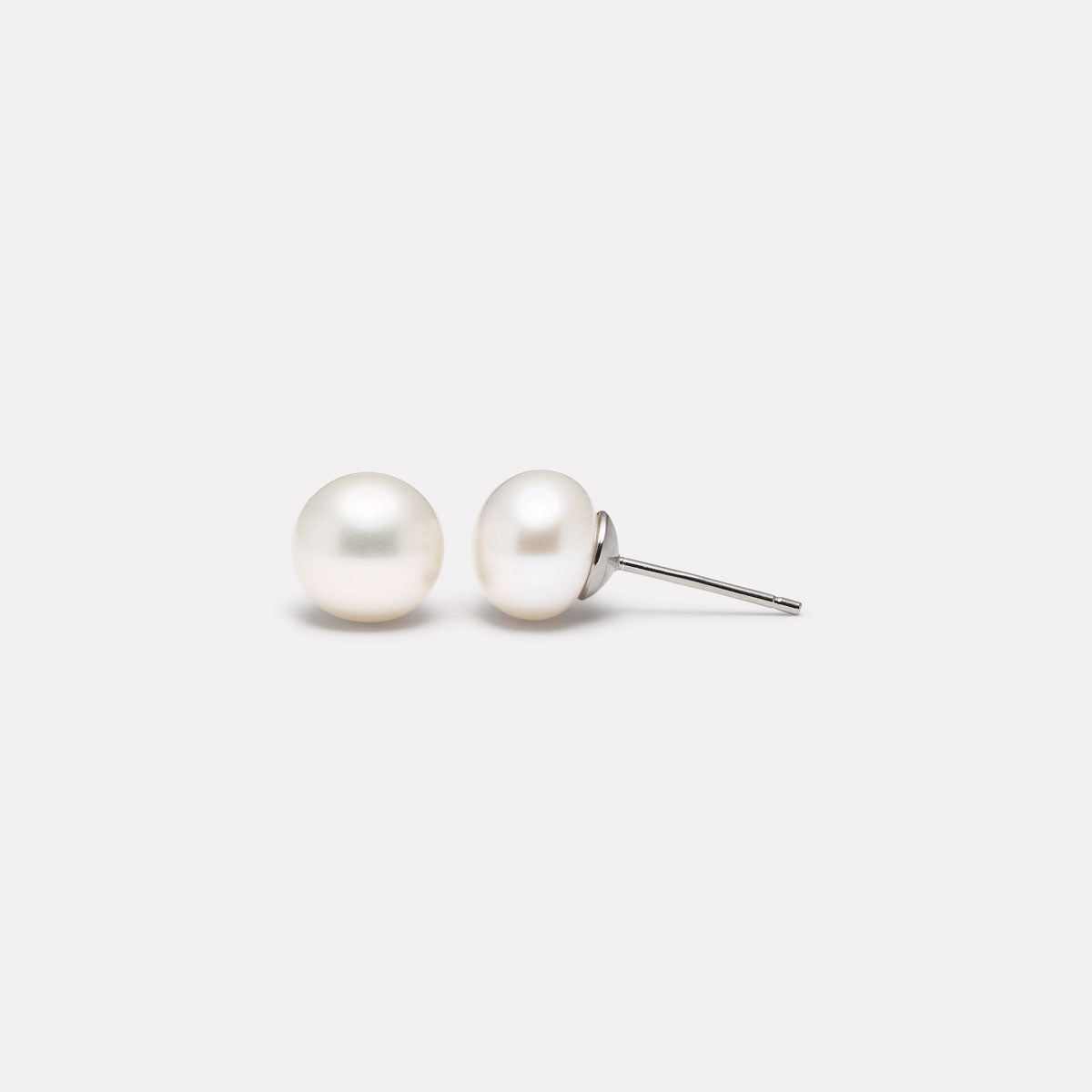 Medium Sterling Silver Luminosity Pearl Bridal Stud Earrings