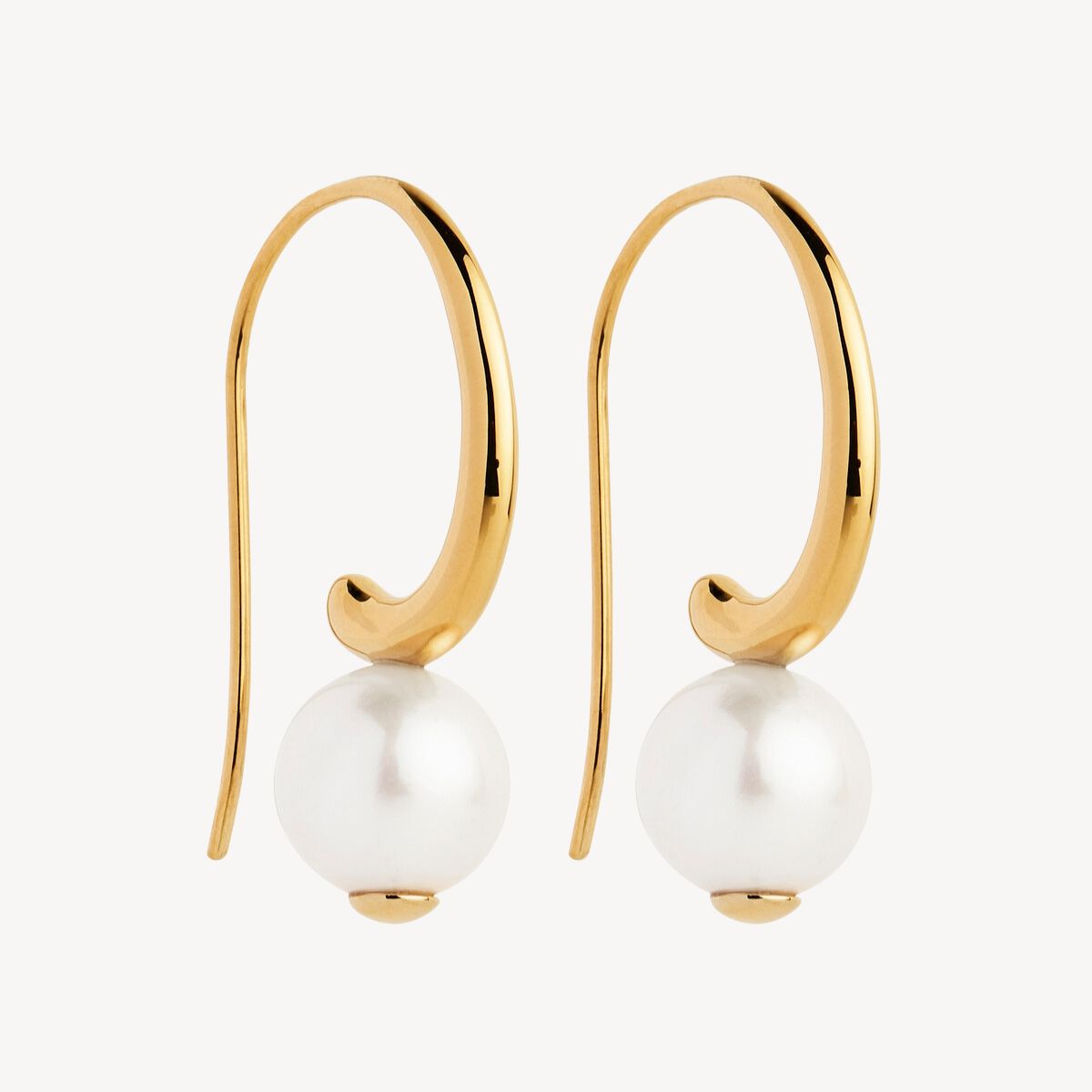 Yellow Gold Fern Pearl Earrings