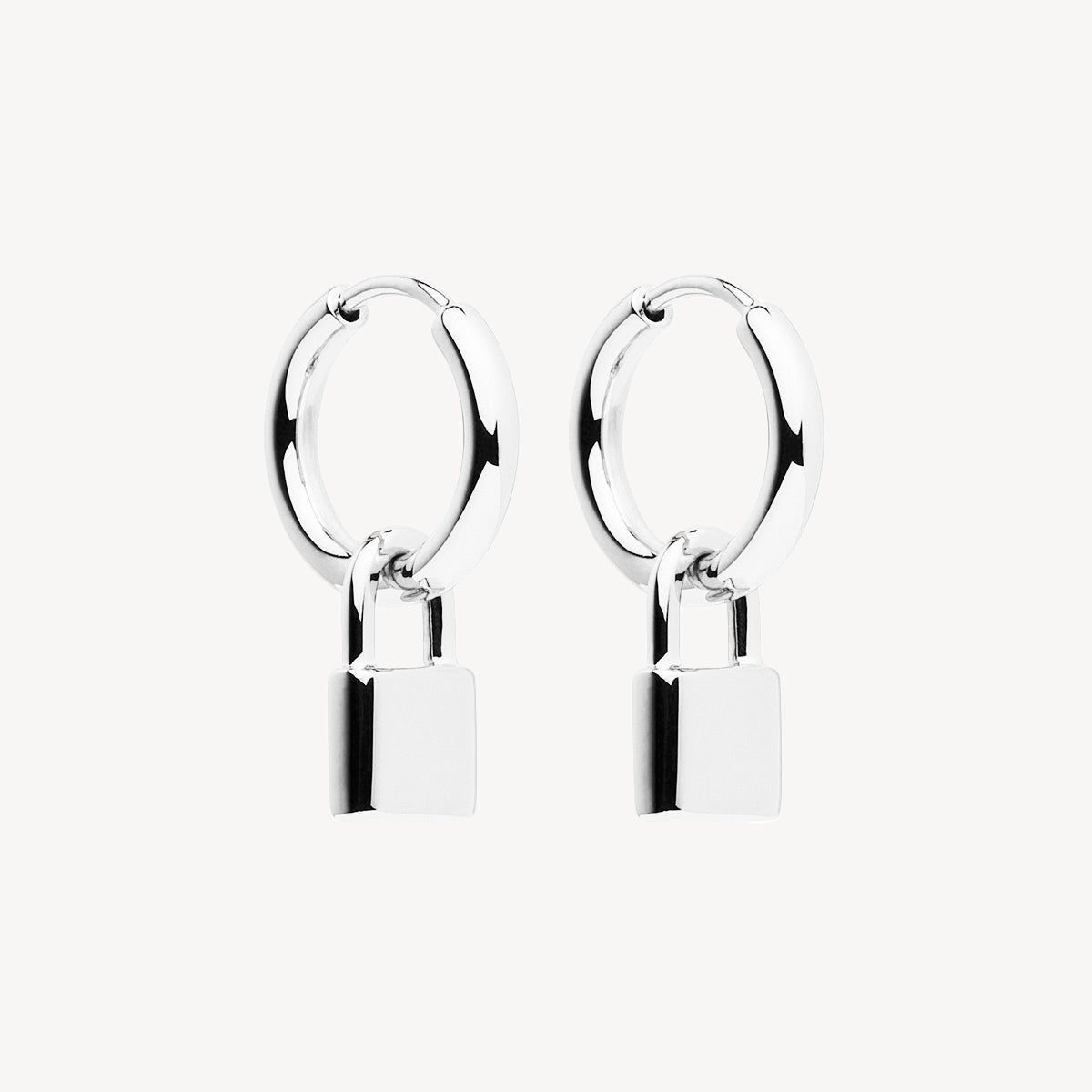 Sterling Silver Love Lock Huggie Earrings