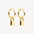 Yellow Gold Love Lock Huggie Earrings