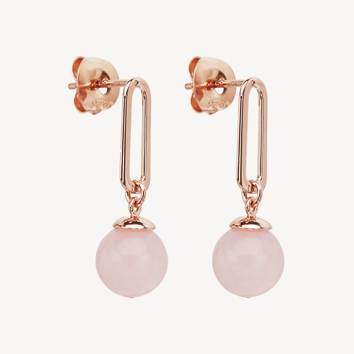 Rose Gold Alba Rose Quartz Earrings