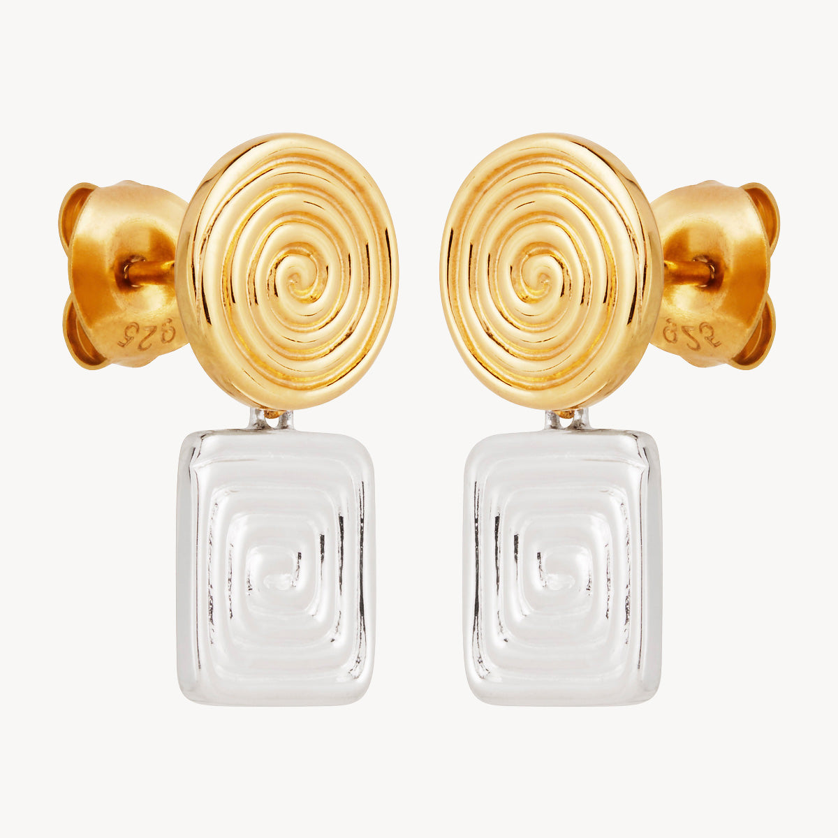 Sil Yell Gold Labyrinthe Two-Tone Earrings