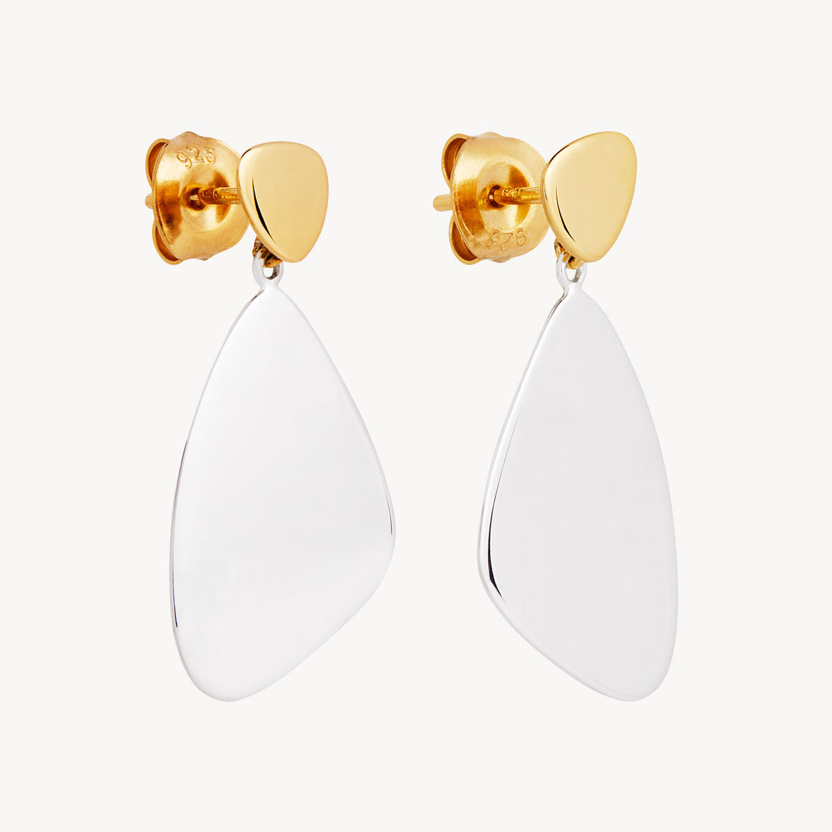 Sil Yell Gold Papillon Two-Tone Stud Earrings