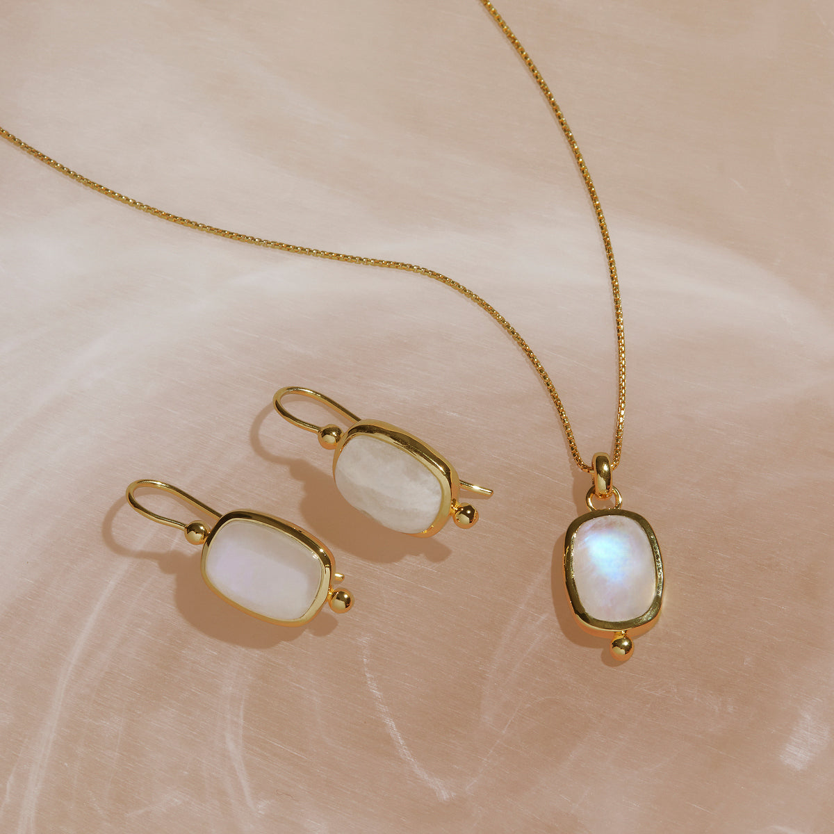 Fleur Rainbow Moonstone Earrings
