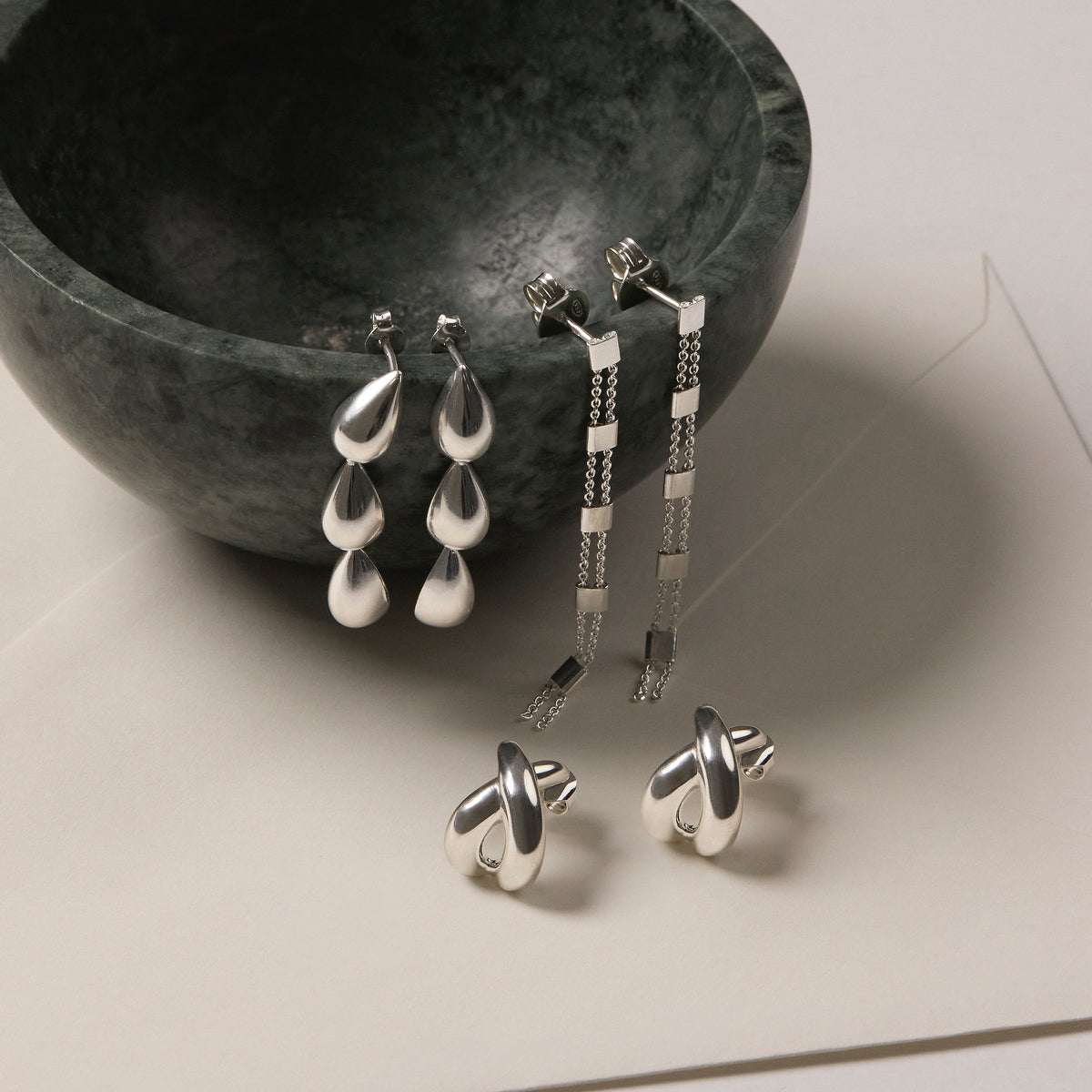 Liora Triple Drop Stud Earrings