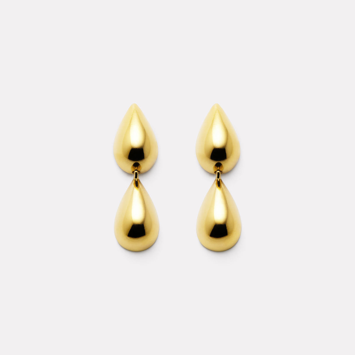Yellow Gold Liora Double Drop Stud Earrings