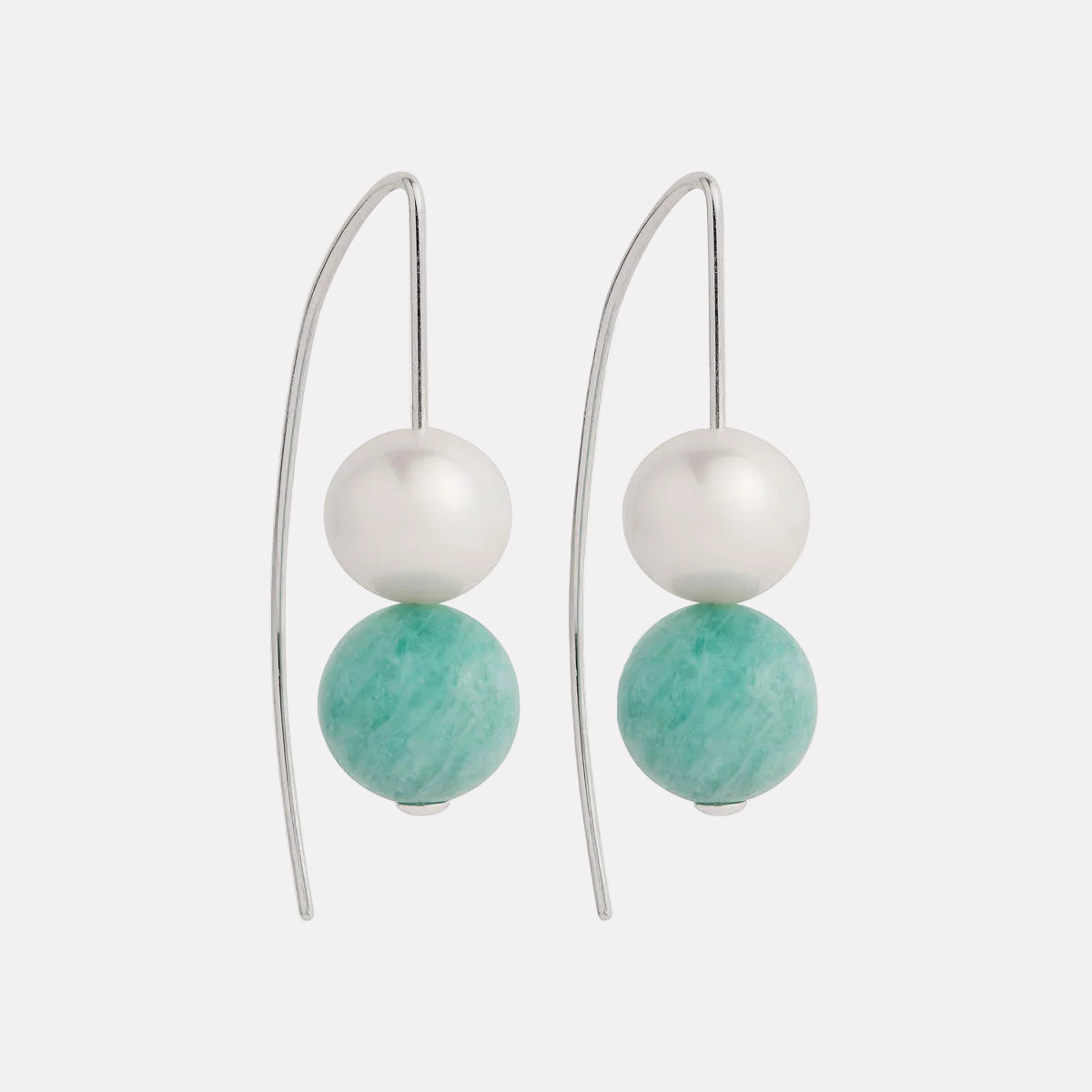 Sterling Silver Sunset Amazonite & Pearl Earrings