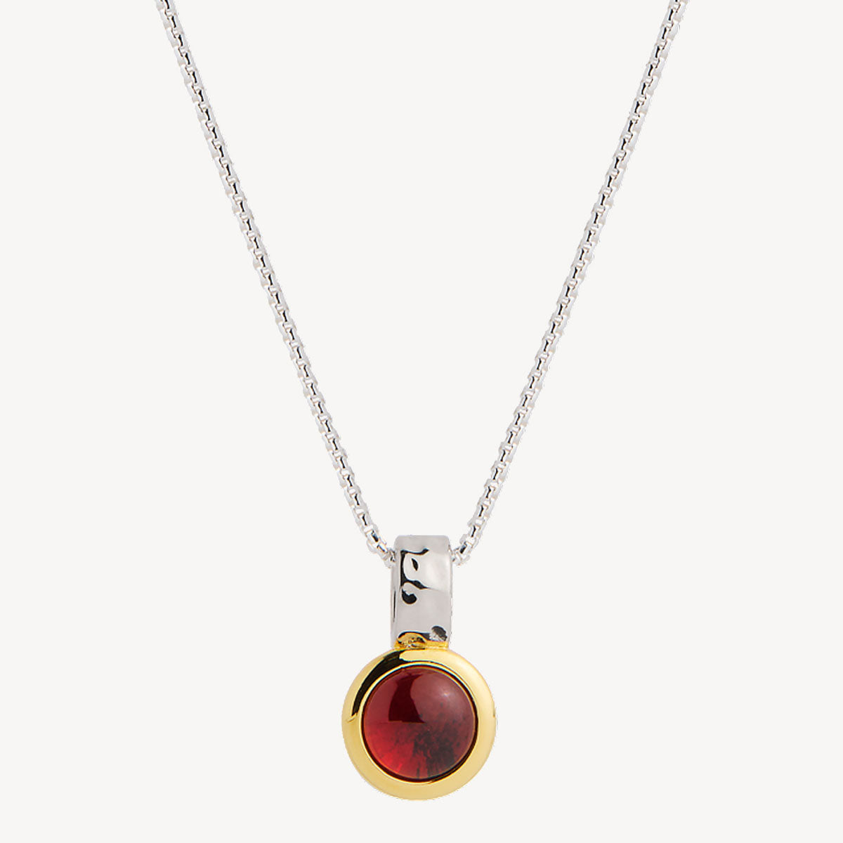 Sil Yell Gold Solace 2-Tone Garnet Necklace