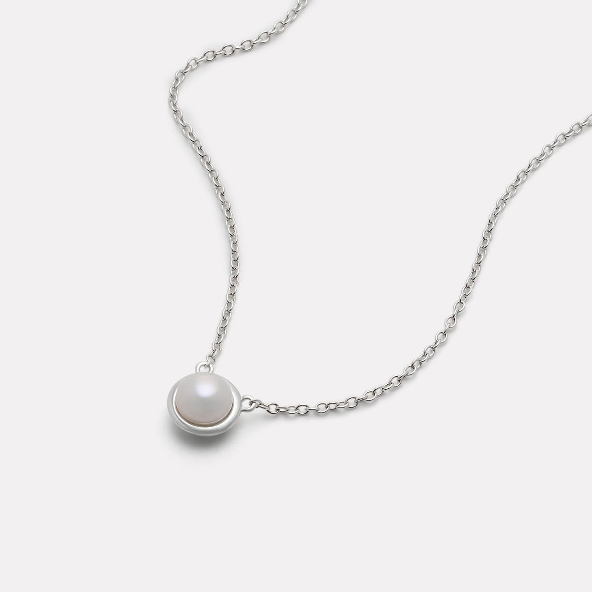 Sterling Silver Moonbeam Pearl Necklace