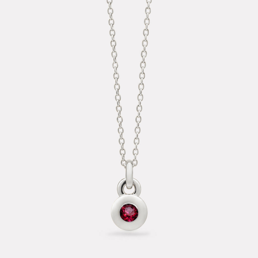 Sterling Silver July Ruby Birthstone Necklace