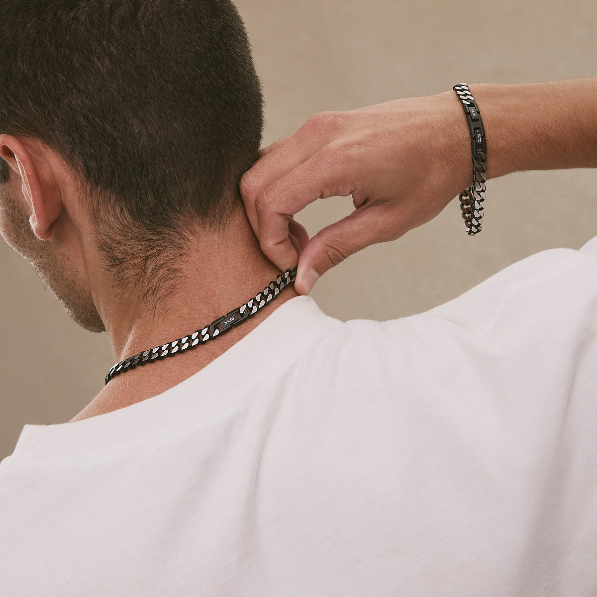 Nero Men’s Steel Curb Chain Bracelet (Bold)