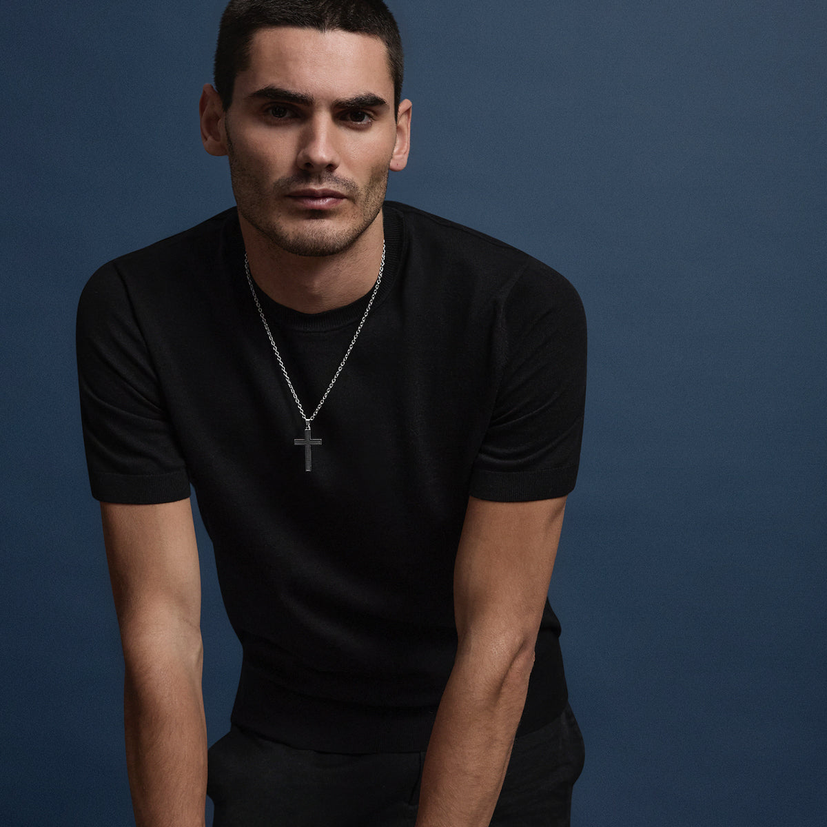 The Paladin Men’s Carbon Fibre and Steel Cross Pendant