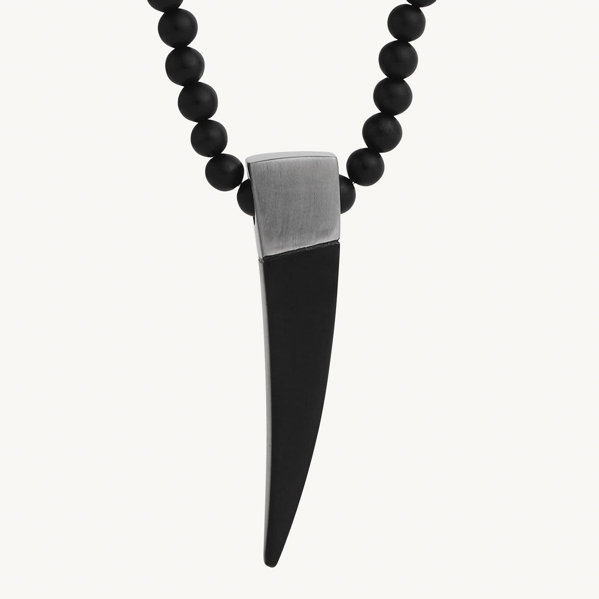 Stainless Steel Nomad Men's Steel & Black Agate Necklace
