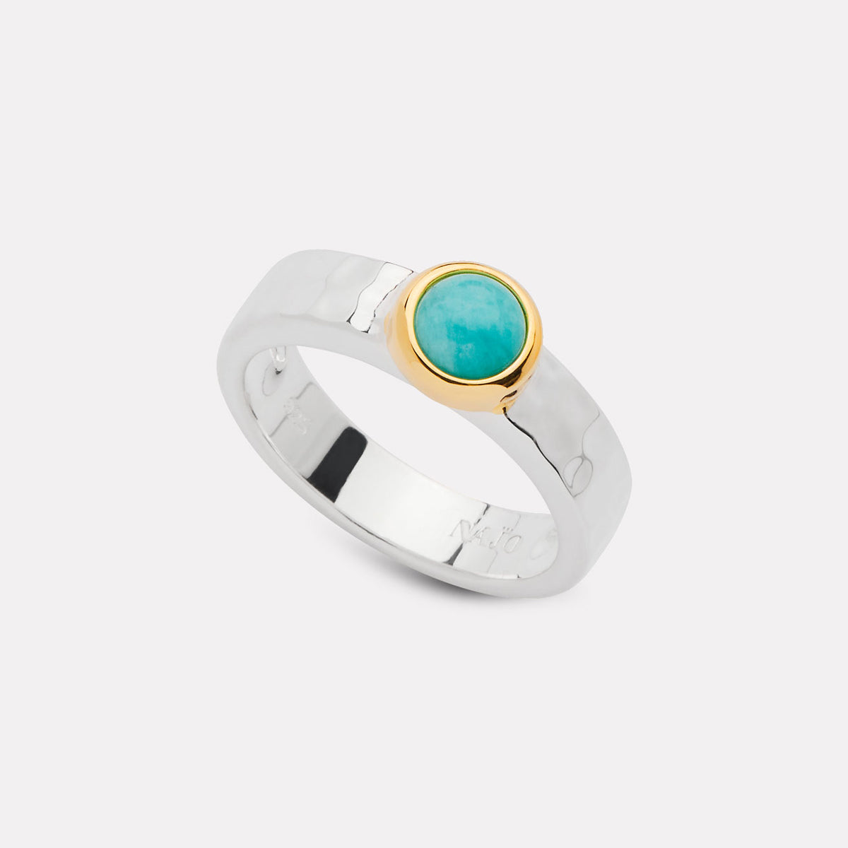 Sil Yell Gold Solace 2-Tone Amazonite Ring