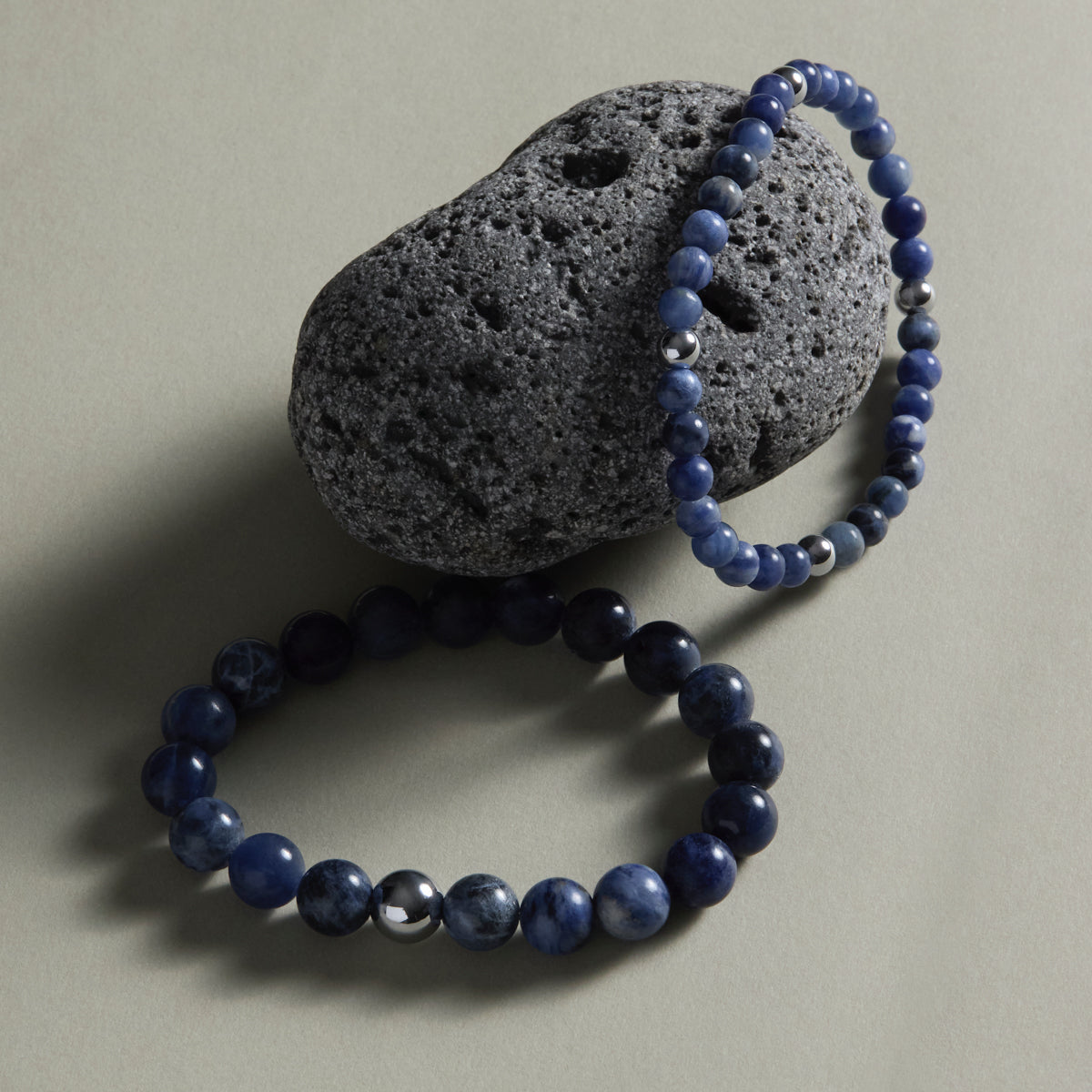 Apollo Men's 6mm Sodalite & Steel Elasticised Stretch Bracelet
