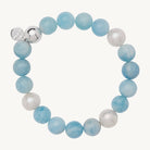Sterling Silver Sunset Aquamarine & Pearl Stretch Bracelet