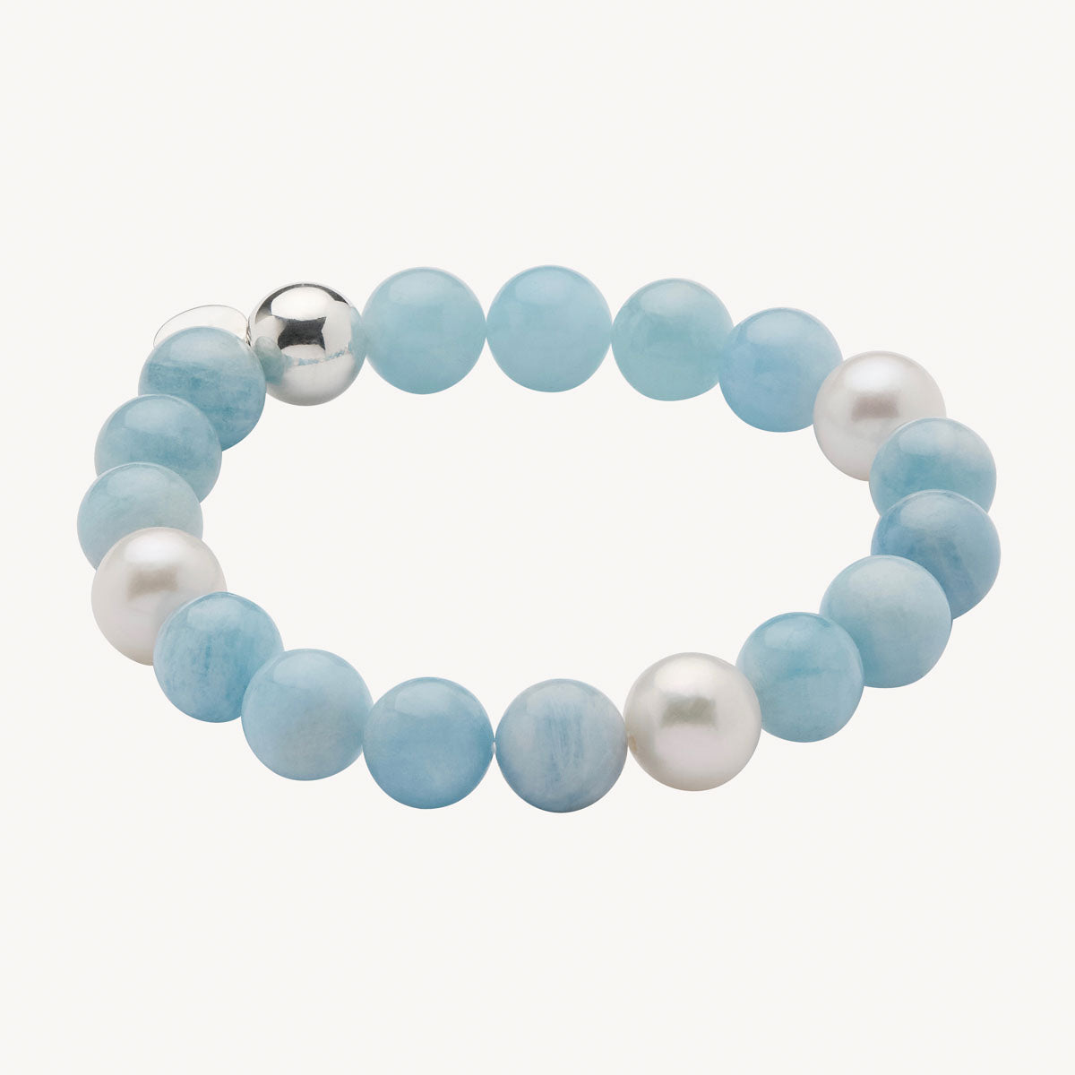 Sunset Aquamarine & Pearl Stretch Bracelet
