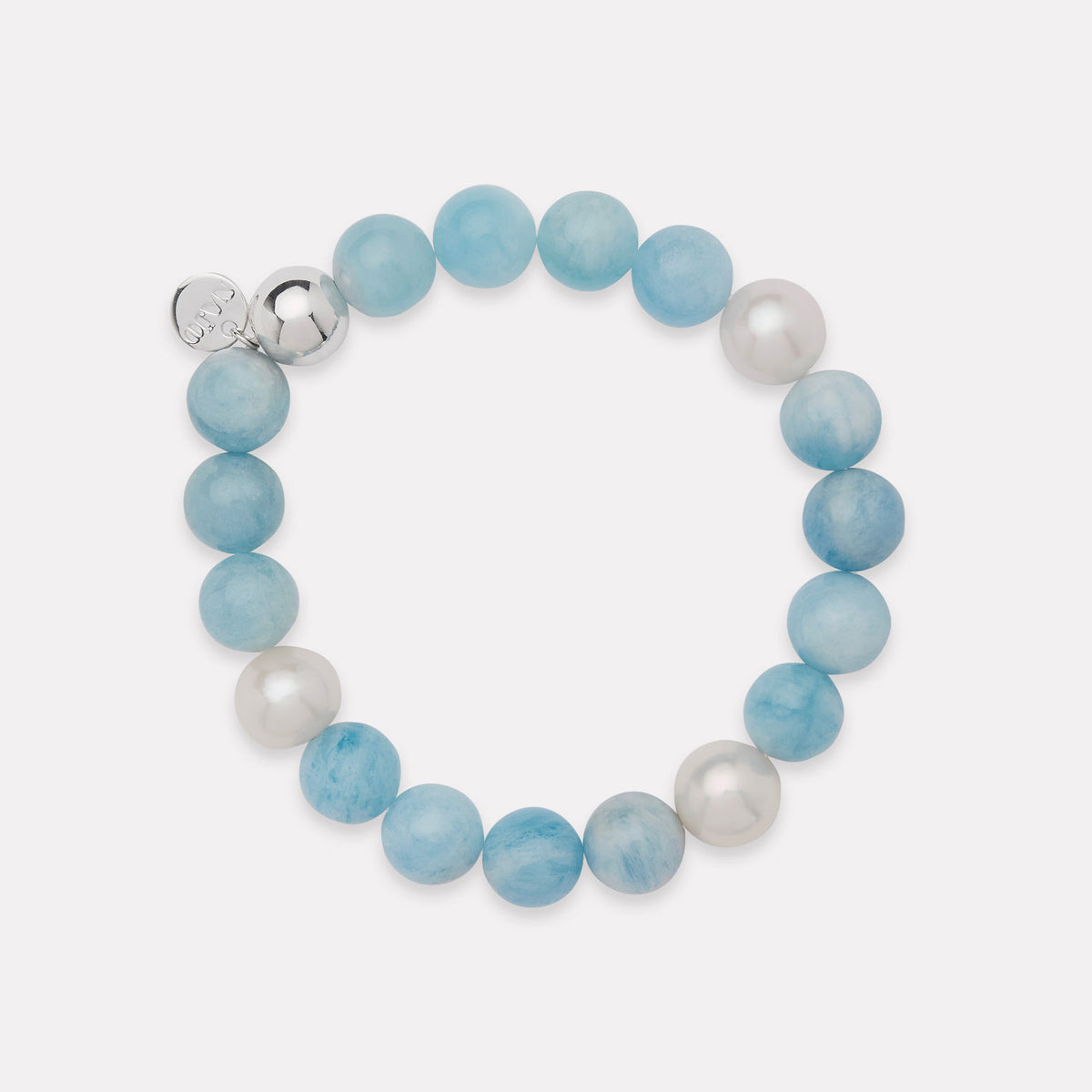 Sterling Silver Sunset Aquamarine & Pearl Stretch Bracelet