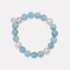 Sterling Silver Sunset Aquamarine & Pearl Stretch Bracelet