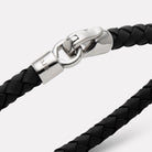 The Mariner Men’s Black Plaited Leather and Steel Bracelet