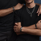Memento Men’s Leather Buckle Identity Bracelet