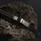 Memento Men’s Leather Buckle Identity Bracelet