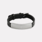 Black Memento Men’s Leather Buckle Identity Bracelet