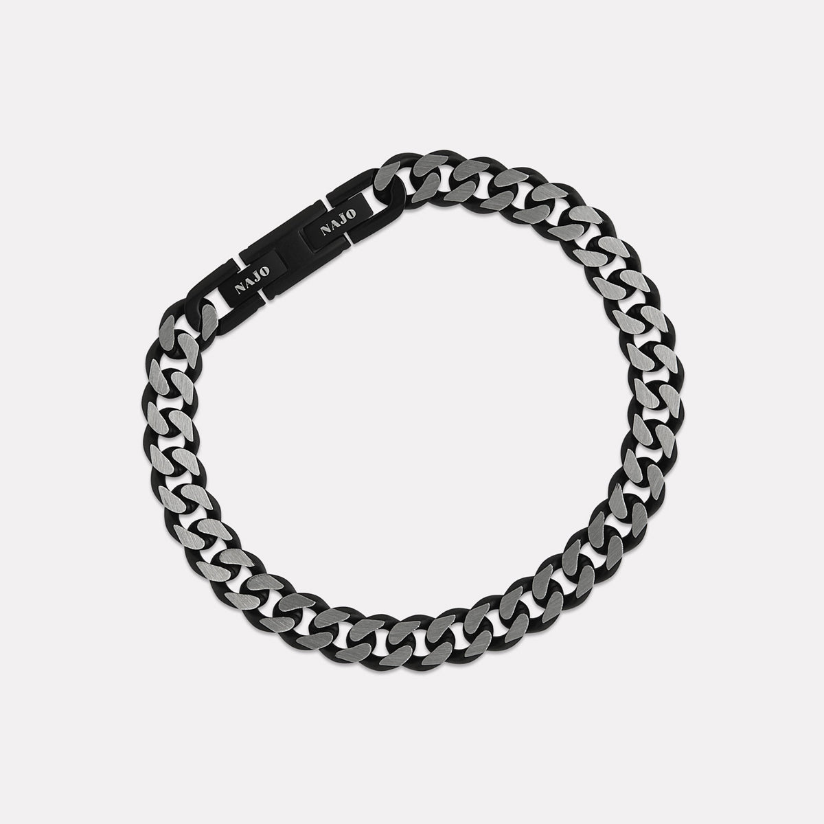 Stainless Steel Nero Men’s Steel Curb Chain Bracelet (Bold)