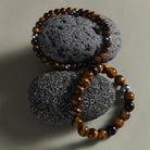 Apollo Men's 6mm Tiger Eye & Steel Elasticated Stretch Bracelet