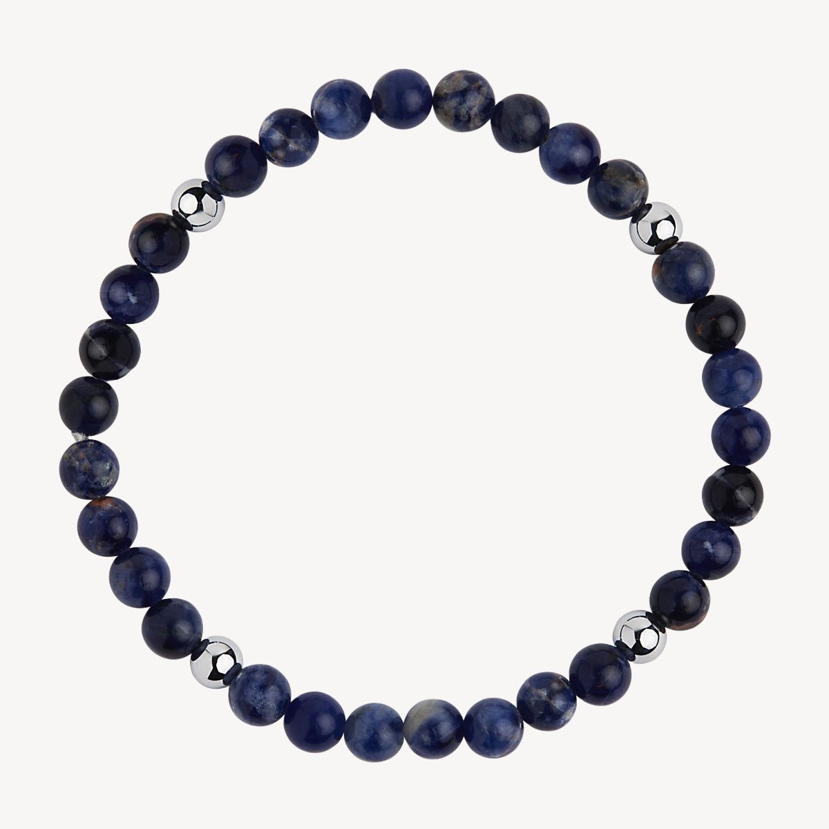 Apollo Men's 6mm Sodalite & Steel Elasticised Stretch Bracelet