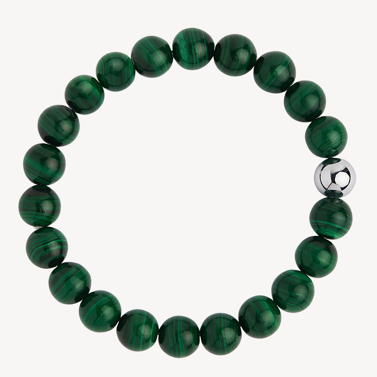Apollo Men's 10mm Malachite & Steel Elasticised Stretch Bracelet