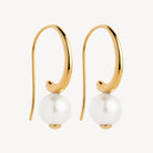 Yellow Gold Fern Pearl Earrings