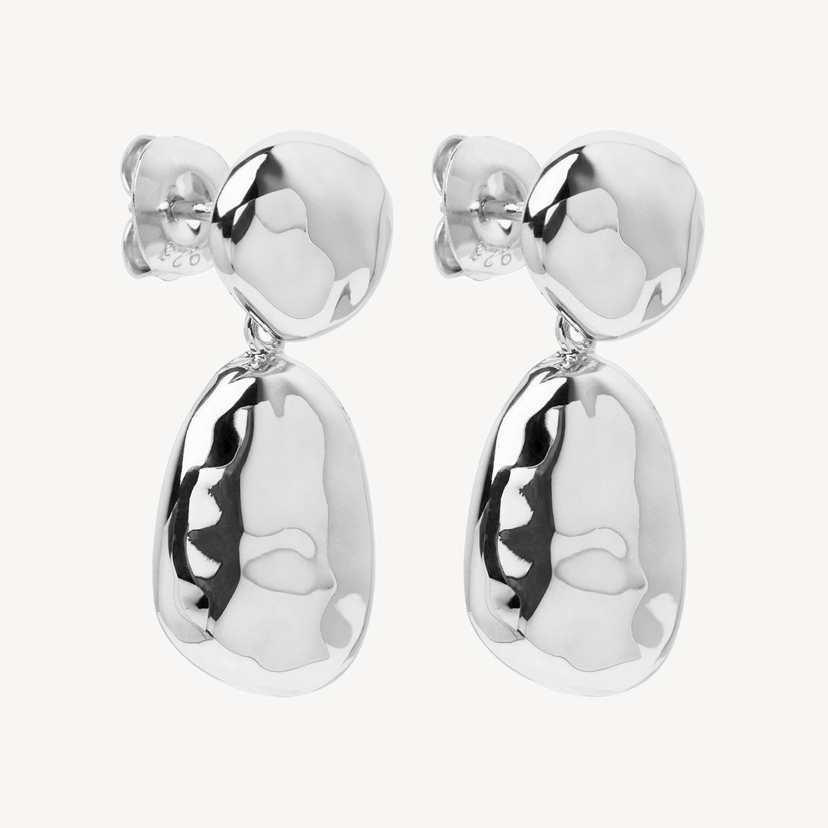 Sterling Silver Double Pebblet Stud Earrings