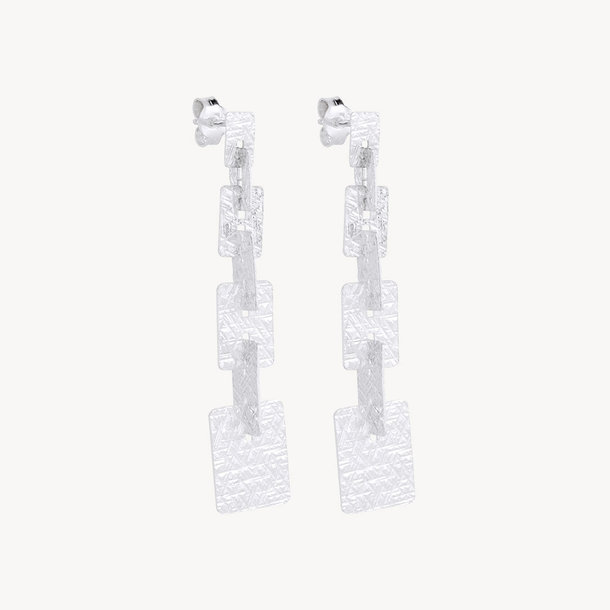 Sterling Silver Milleluci Rectangular Earrings (Grande)