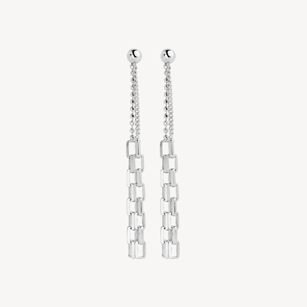 Sterling Silver Stardust Double Chain and Link Earrings