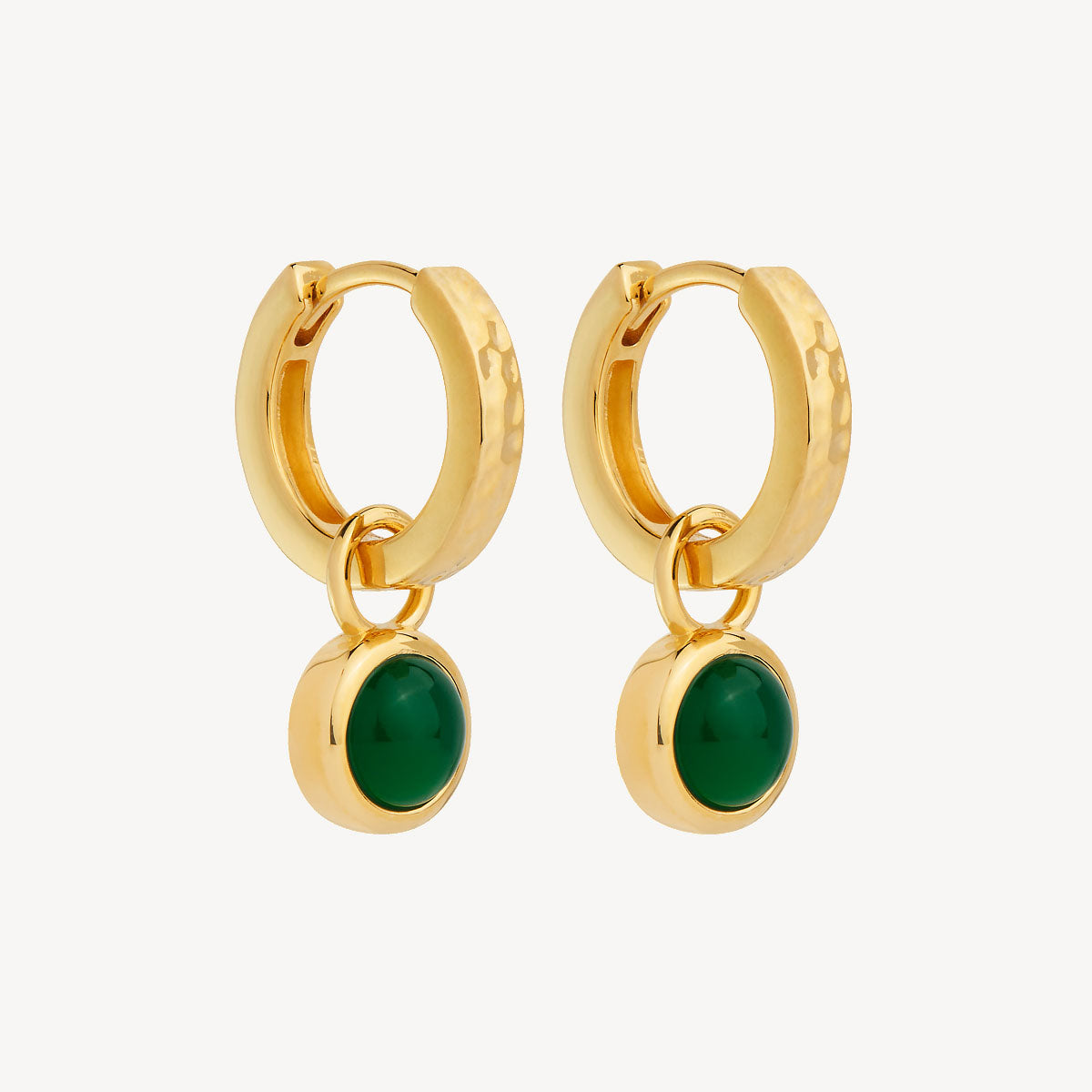 Yellow Gold Solace Yellow Gold Green Onyx Huggie Earring