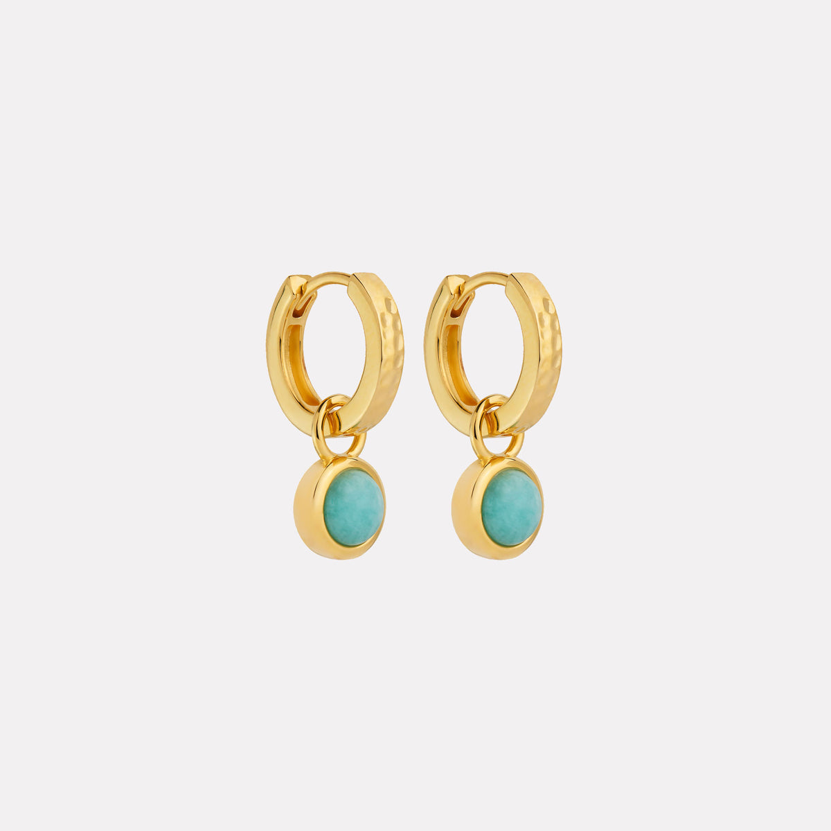 Yellow Gold Solace Yellow Gold Amazonite Huggie Earrings