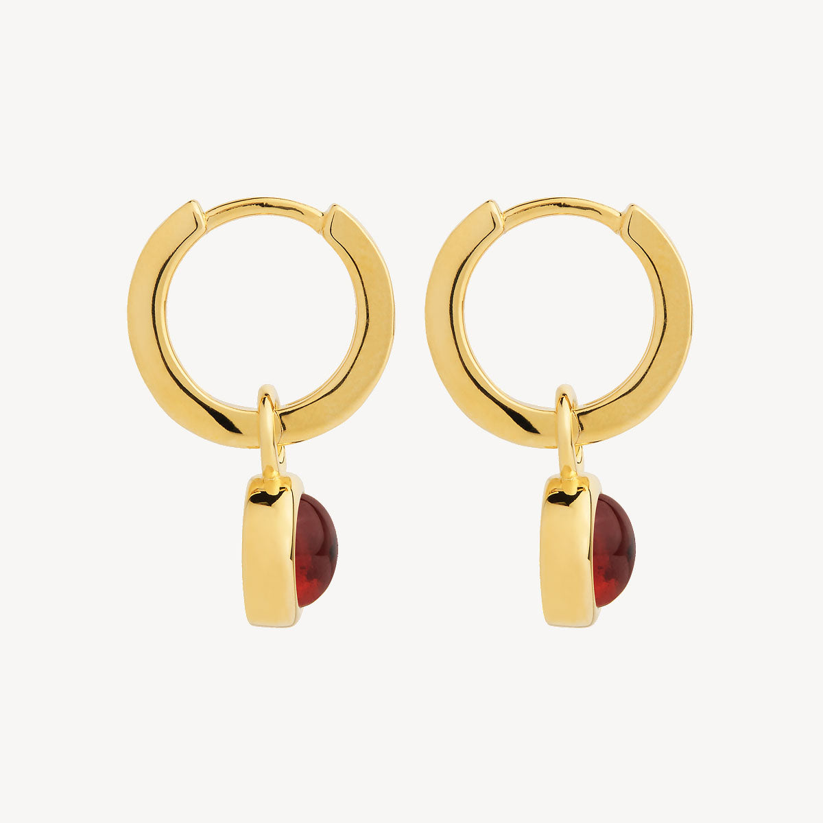 Solace Yellow Gold Garnet Huggie Earring
