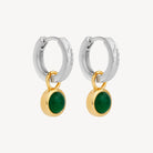 Sil Yell Gold Solace 2-Tone Green Onyx Huggie Earring