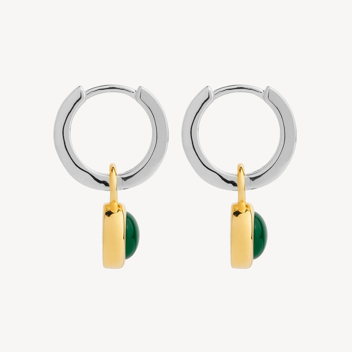 Solace 2-Tone Green Onyx Huggie Earring