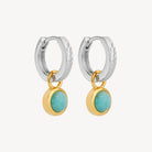 Sil Yell Gold Solace 2-Tone Amazonite Huggie Earring