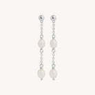 Sterling Silver Tidal Whisper Double Pearl Earring