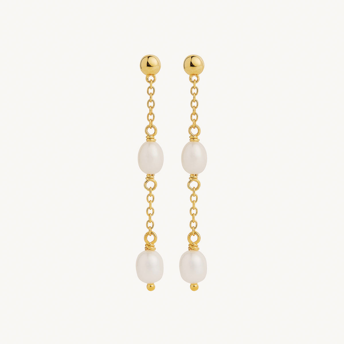 Yellow Gold Tidal Whisper Double Pearl Earring