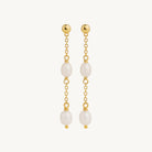 Yellow Gold Tidal Whisper Double Pearl Earring